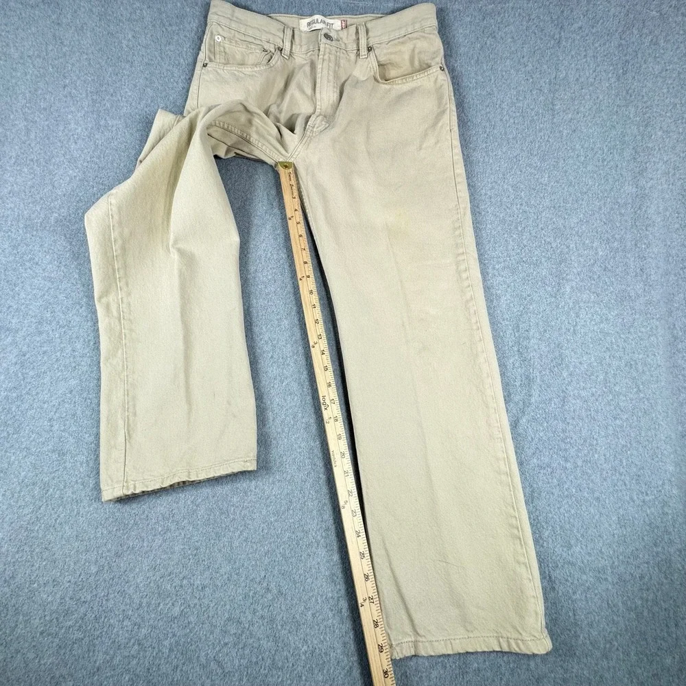 Vintage Levi's 505 Jeans 36x29 Khaki Tan Straight Leg Denim Regular‎ Y2K